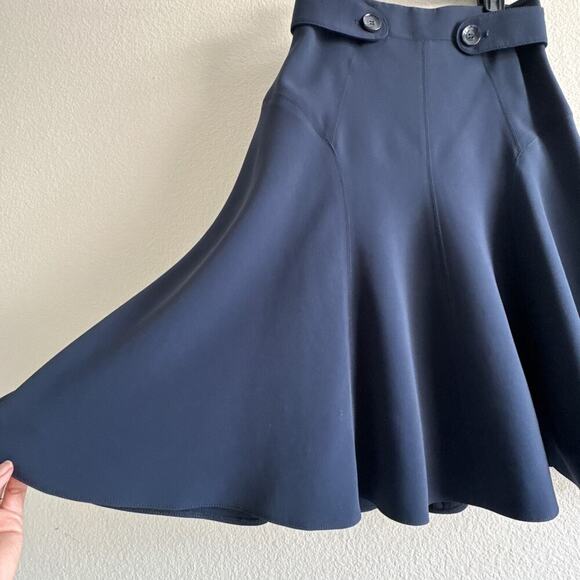 Karen Millen Navy Blue A-Line Flared Skirt US 6 | Button Waist Detail | Elegant - Picture 7 of 13